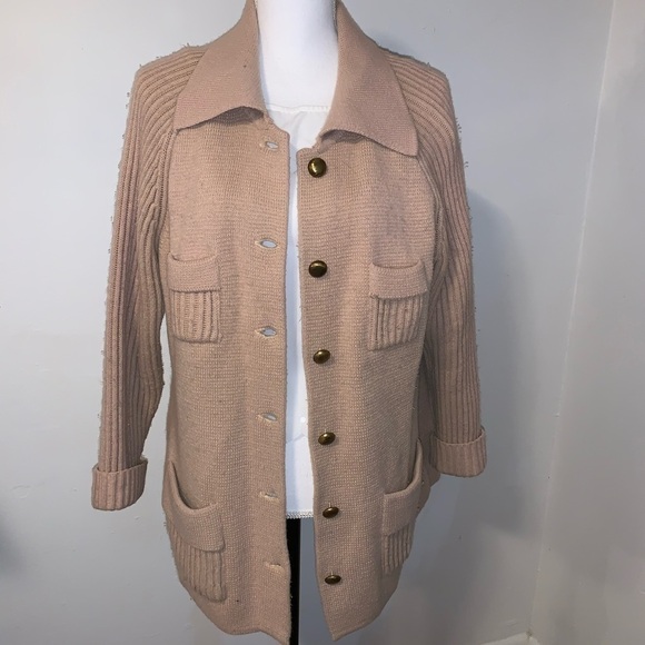 Vintage Montgomery Ward Cardigan, Taupe - Picture 1 of 6